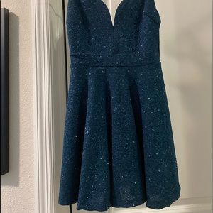 Dark Teal sparky formal mini dress